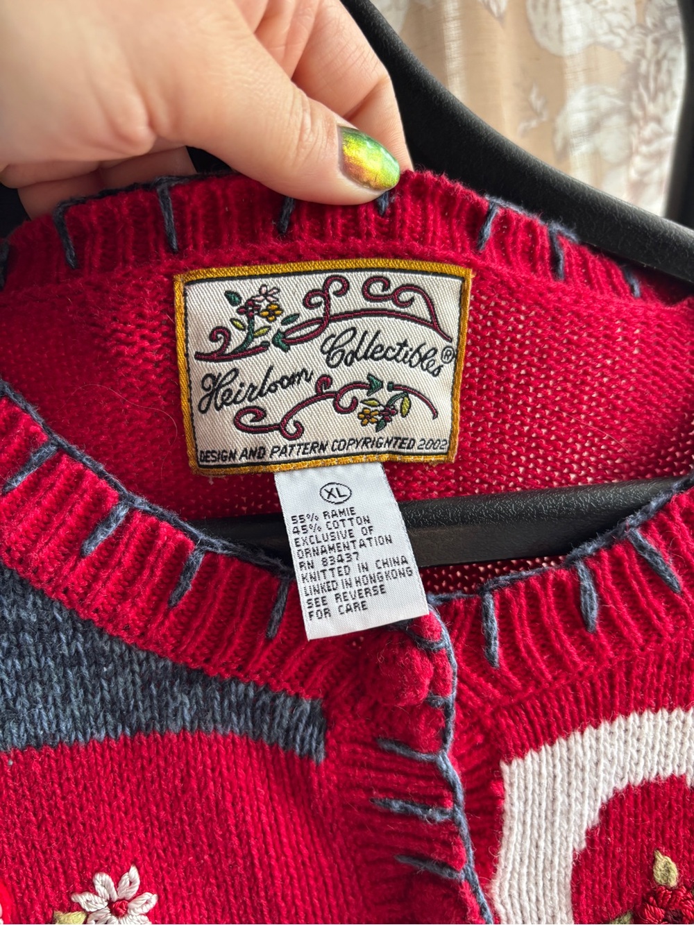EUC Vintage Y2K Heirloom Collectibles XL Patchwork Heart Granny Cardigan Sweater - Picture 2 of 16